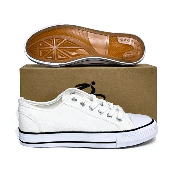 Zapatillas Lona con Encaje y Detalles Brillantes/BK-4315 - Image 4
