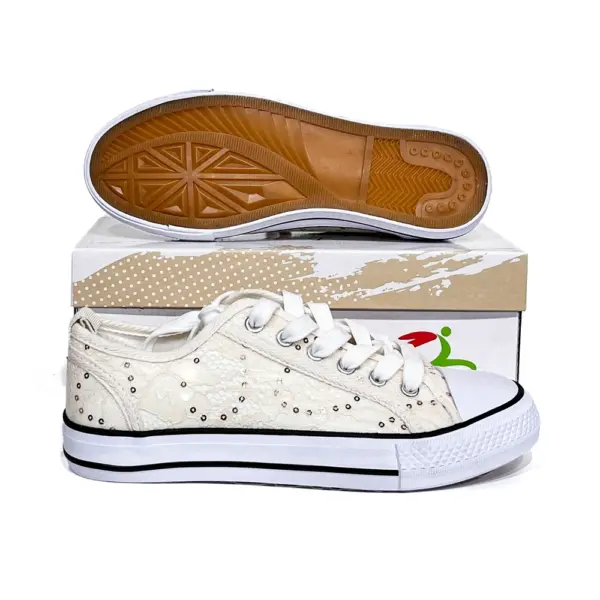 Zapatillas Lona con Encaje y Detalles Brillantes/BK-4315 - Image 2