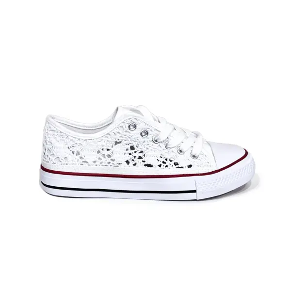 Zapatillas Lona con Malla de Encaje/BK-4316